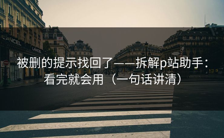 被删的提示找回了——拆解p站助手：看完就会用（一句话讲清）